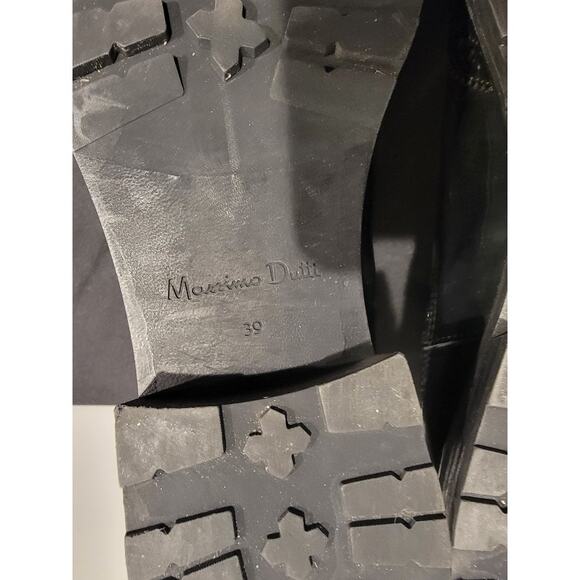 Massimo Dutti Leather Ankle Boots Oxford Women's Sz 8/39 Black Brogue Wingtip - Picture 12 of 12